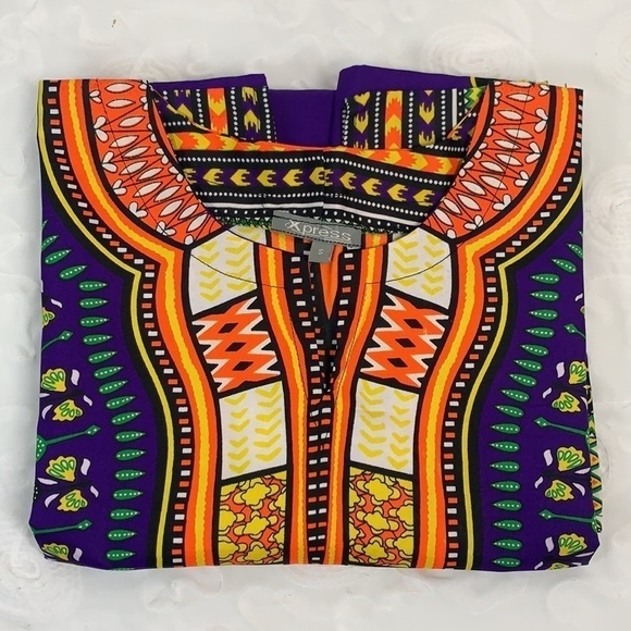 Xpress Unisex Cotton/Polyester Blend Global Tunic - Purple/Green/Orange, SzS - Picture 10 of 10